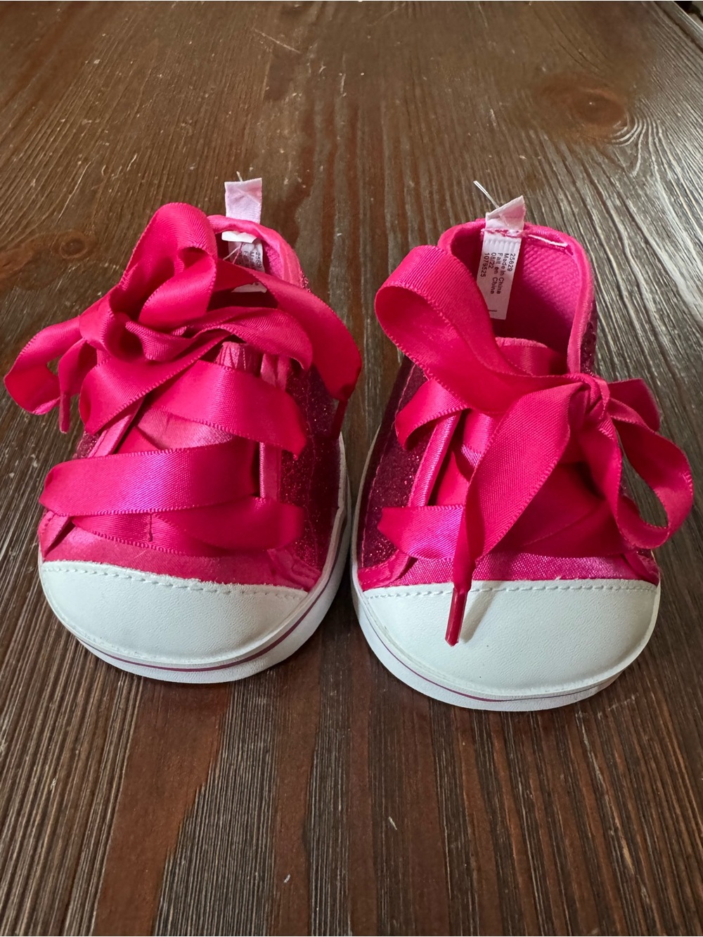 Build-a-Bear Shoes sneakers Hot Pink Glitter tennis athletic ribbon lace-up